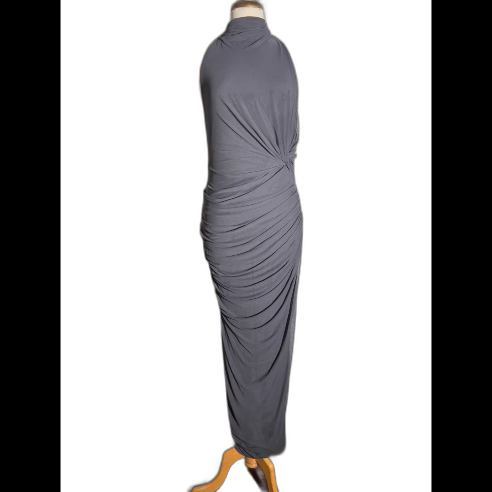 ASOS Design Evening Gown Size 12 Modern Grey Soft Feminine Backless Dress